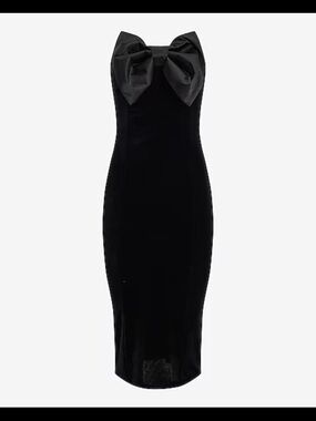 Express Black Strapless Bow-Accent Midi Dress